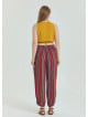 Elastic Waist Relaxed Cut Red Plus Size Trousers 4626